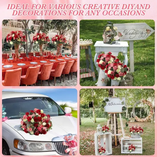16 Pcs Artificial Flowers Artificial Rose Bouquet {3}
