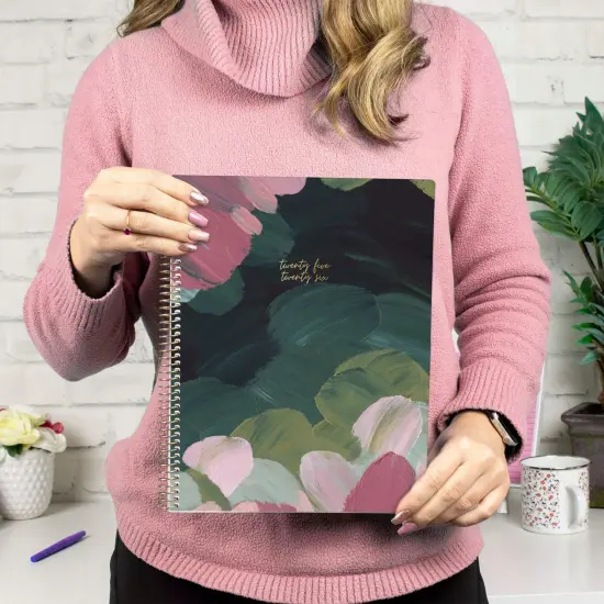 bloom daily planners 2025-26 Academic Planner, Soft Cover, 8.5" x 11", Emerald Paint Strokes {2}