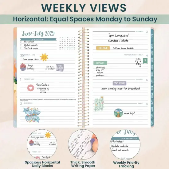 bloom daily planners 2025-26 Academic Planner, Soft Cover, 5.5" x 8.25", Painted Peonies {5}