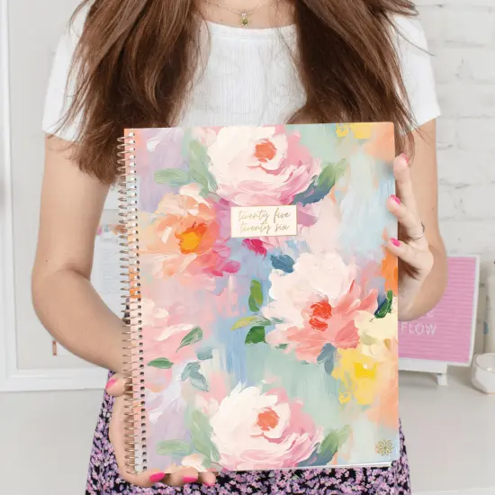 bloom daily planners 2025-26 Academic Planner, Soft Cover, 8.5" x 11", Painted Peonies {2}