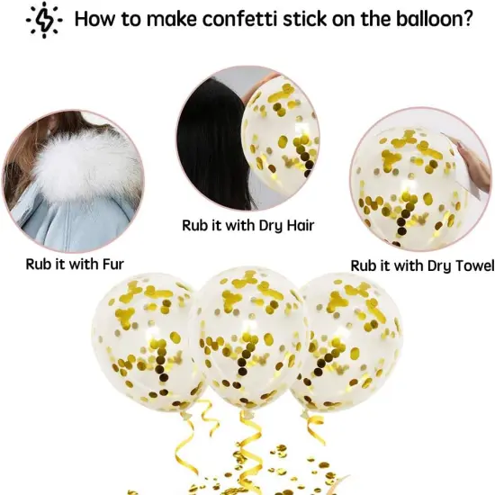 Black Gold Silver party Balloons, 50pcs 12 Inch Metallic Thicker Latex Confetti Balloons with Ribbon for Wedding Birthday Baby Shower Decorations (BlackGoldSilver50pcs) {3}