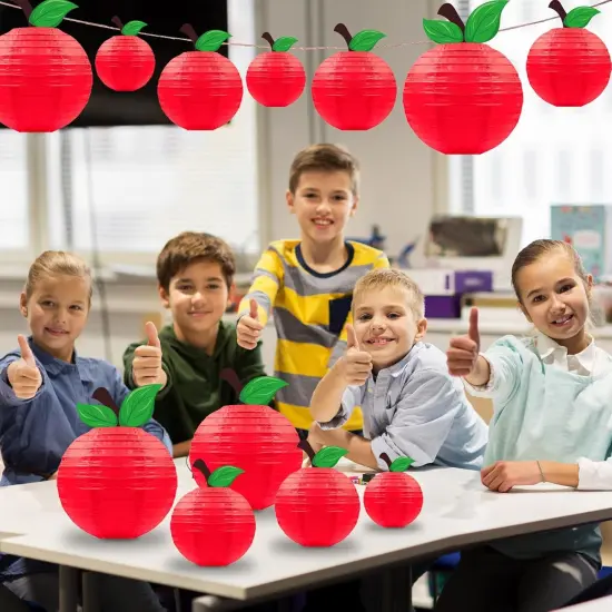 15Pcs Classroom Decor Red Apple-Shaped Paper Lantern {3}