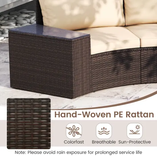 Costway 5 PCS Patio Furniture Set with Tempered Glass Top Side Tables Back & Seat Cushions {5}