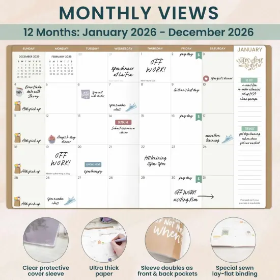 bloom daily planners 2026 Monthly Planner, 9" x 12", Gold Floral Stamp {4}