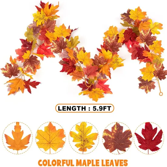 2PCS Thanksgiving Artificial Hanging Fall Leave Vines (11.8FT) {2}