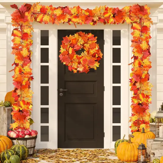 6 Pack Fall Decor for Home Fall Leaves Garland - 5.8Ft/Piece Artificial Maple Leaf {5}