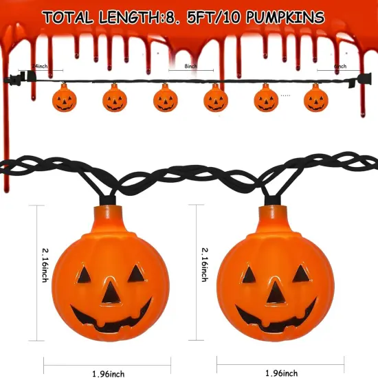 Halloween Cute Pumpkin String Lights - 8.5ft, 10 LED {5}
