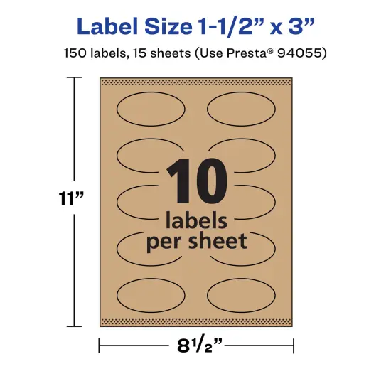 Avery Kraft Brown Oval Labels with Sure Feed, 1.5" x 3" {5}