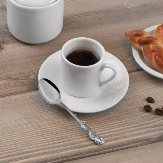 HIC 4.5" Rose Design Stainless Steel Demi Spoon - Stirring Coffee Espresso Demitasse {3}