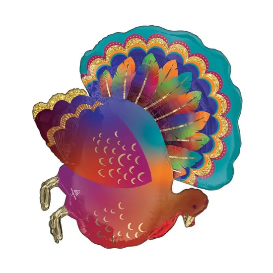 32" Glitter Turkey Foil Balloon Thanksgiving Party Decoration {3}