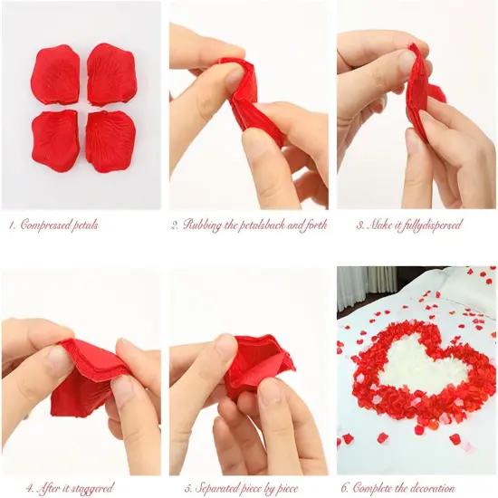 1000 Pieces Rose Petals, Artificial Flower Petals Fake Rose Petals Silk Red Rose Petals {3}