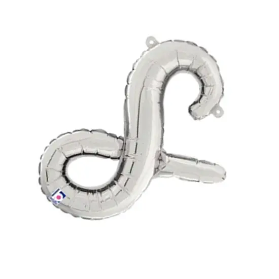 Betallic&reg; 14 Inch Script Letter S Silver Air Fill Only Balloon {5}