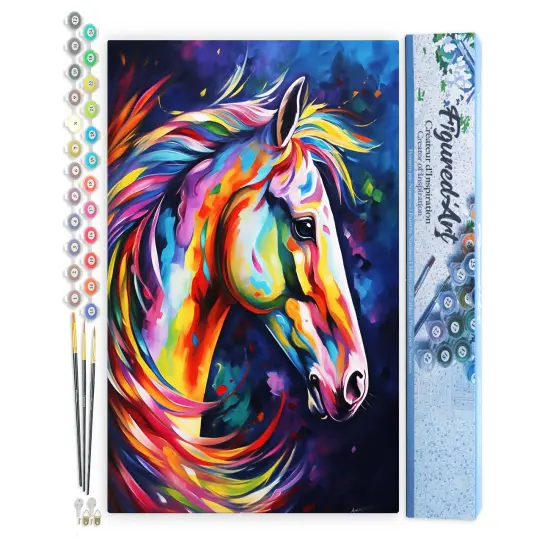 Figured'Art Paint by Numbers for Adults Colorful Abstract Horse 16"x20" - Craft Art Painting DIY Kit Rolled Canvas Without Frame {1}
