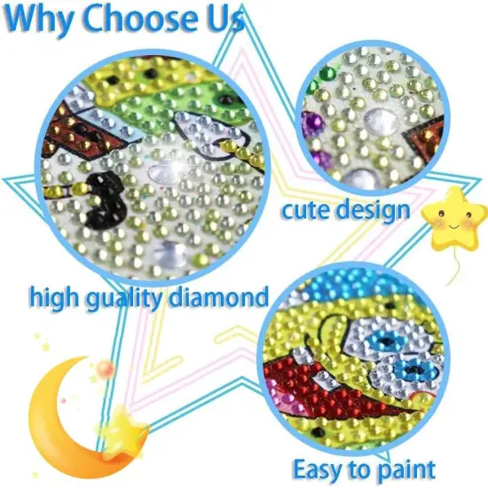 Cute 5D Diamond Art Kits with Wooden Frame,(Pink Kitty) {3}