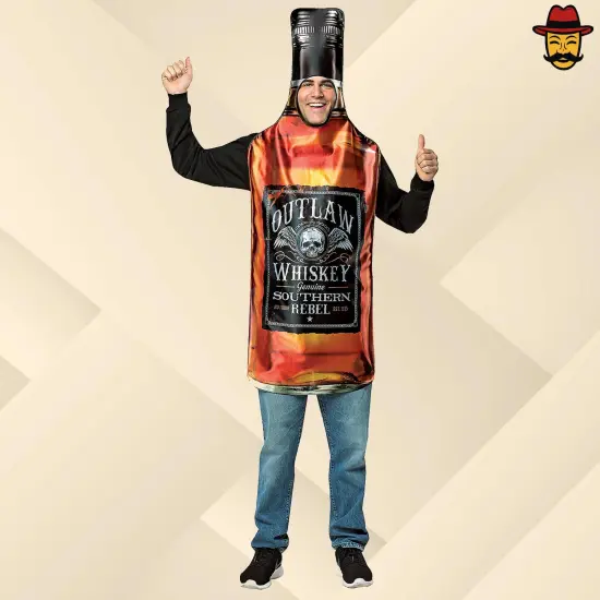Whisky Bottle Get Real Adult Costume Halloween One Piece Tunic Funny Party Beverage Outfit {1}