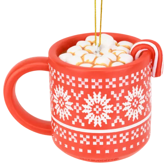 Tree Buddees Hot Cocoa Christmas Ornament Red Mug with Marshmallows & Candy Cane Hot Chocolate {1}