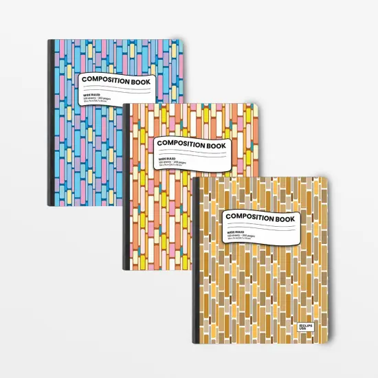 Geometric Wide-Ruled Composition Notebook &ndash; 48 Units {1}