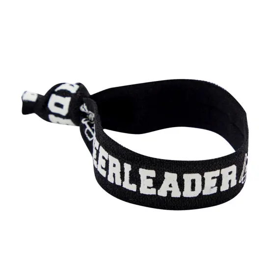 50 Pack Black Cheer Bracelets for Girls, Ponytail Holder for Cheerleader Gifts, Pom Pom Design (4 In) {6}