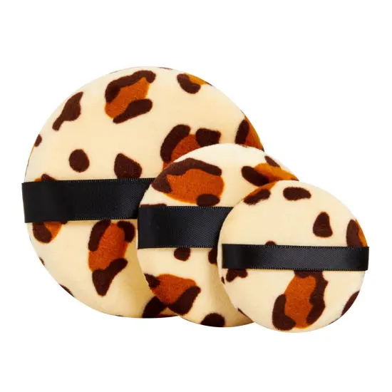 24 Pack Leopard Print Makeup Powder Puffs for Loose and Pressed Powder, Extra Large, Large, Small (3 Sizes) Brown {7}