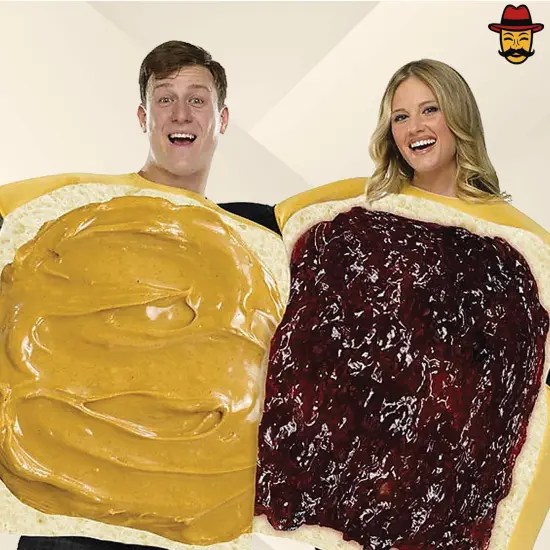 Adult Peanut Butter and Jelly Couples Costume Set Unisex Foam Bread Tunics Funny Halloween Outfit {4}