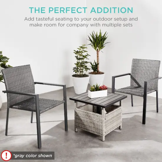 Best Choice Products Set of 2 Wicker Chairs, Stackable Outdoor Dining Furniture w/ Armrests Natural {5}