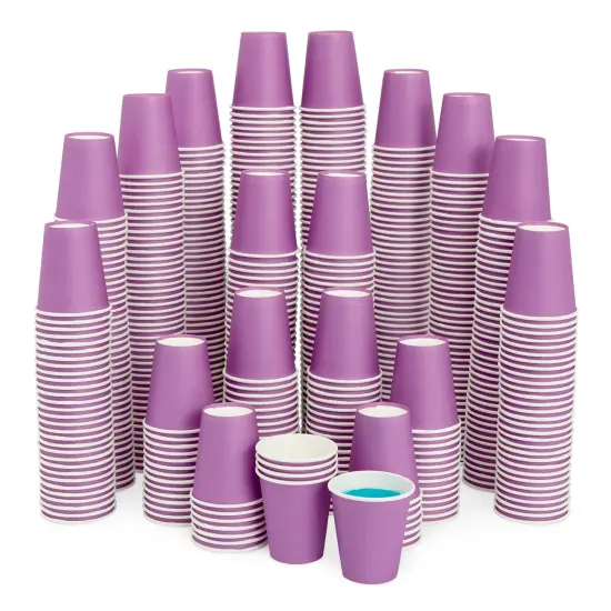 Stockroom Plus 600 Pack 3 oz Disposable Paper Cups for Bathroom Mouthwash, Mini Small Purple Cup Bulk for Espresso To Go {6}
