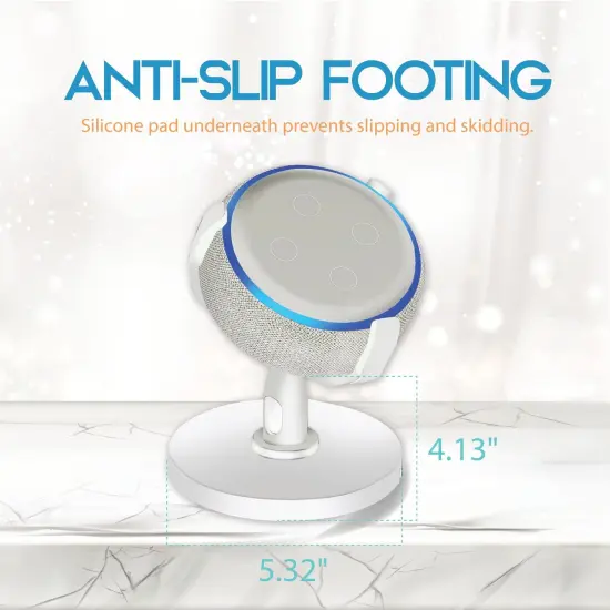 Echo Dot 3rd Generation Stand Holder with 360 Rotation for Table & Desktop, White {5}