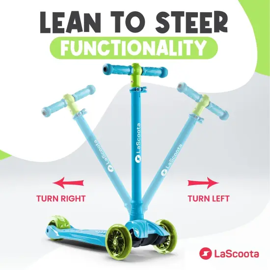 LaScoota 2-in-1 Kids Kick Scooter, Adjustable Height Handlebars and Removable Seat, 3 LED Lighted Wheels and Anti-Slip Deck for Boys & Girls Aged 3-14 & up to 100 Lbs. Gift-Ready Mini Scooter Toddler Blue {6}