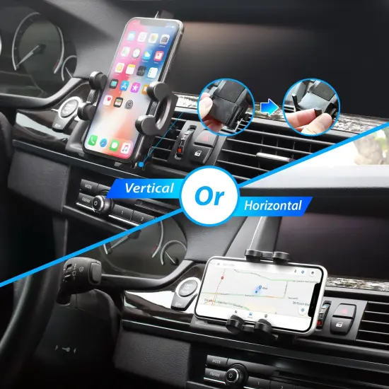 Air Vent Car Mount Cell Phone Holder by Insten (Width to 4.3") for Smartphone Cellphone GPS Universal for Samsung Galaxy S9 S9+ S8 Plus S7 S6 Sony Xperia XZ2 XZ Premium Huawei Ascend XT2 XT Sensa lte Black {3}