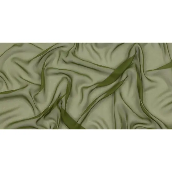 1 Yard Sheer Silk Chiffon Pesto Green Premium Solid Lightweight Fabric 44 Inch Width {2}