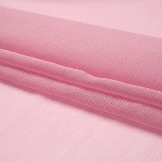 1 Yard 43" Wide Crinkled Silk Chiffon Fabric Polignac Pink Sheer Lightweight 8MM Silk for Dresses, Scarves & Overlays {4}