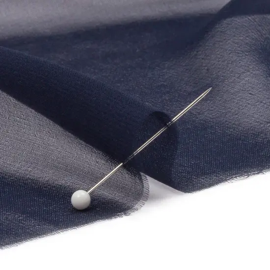 1 Yard Navy Silk Chiffon Lightweight Sheer Fabric for Bridal Dresses, 44 Inches Width {2}
