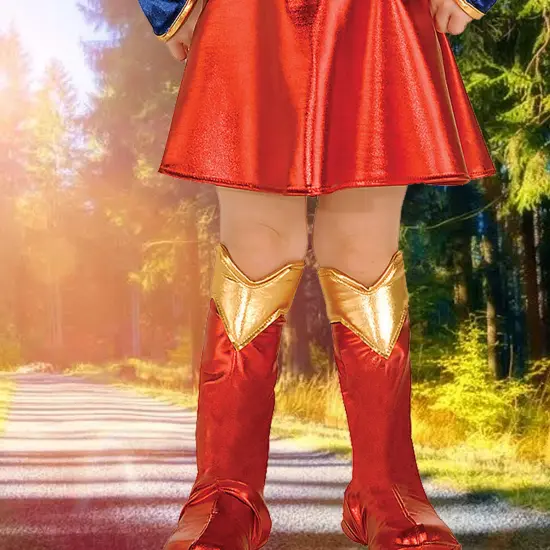 Toddler Deluxe Supergirl Costume with Cape Belt and Boot Covers Included {2}