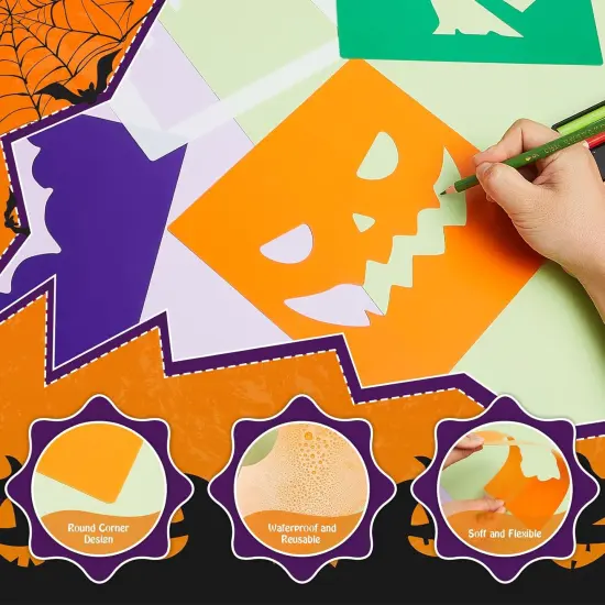 24 Pieces Halloween Stencils for Kids 8 Inches(Novel Style) {5}