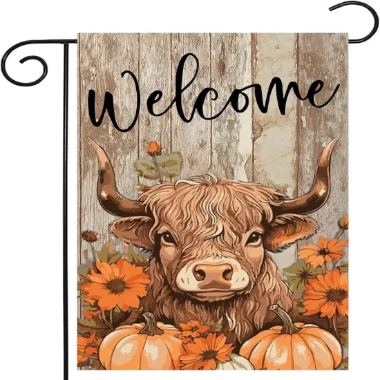 Fall Highland Cow Garden Flags 12x18inch(Fall Cow) {1}