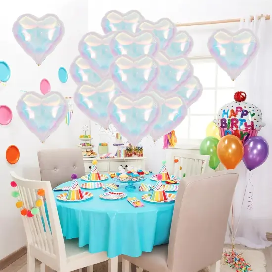 12Pcs 18Inch Iridescent Heart Shaped Foil Helium Polyester(Iridescent) {3}