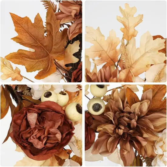24 Inch Fall Brown Wreaths with Artificial Dahlia {4}