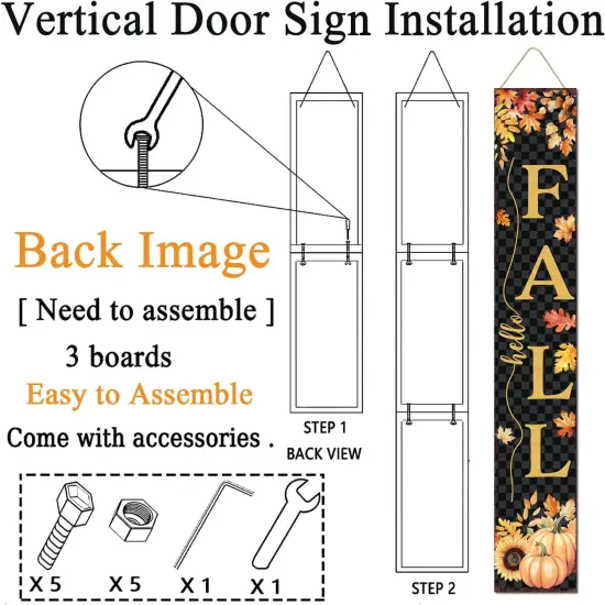 Farmhouse Autumn Wooden Welcome Sign Stand (Black) {3}