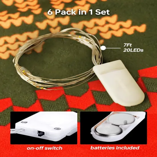 Fairy Lights Battery Operated, 6 Pack 7Ft Mini String Lights {2}