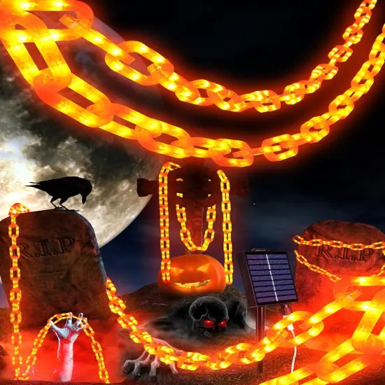 10 Ft 160 LED Solar Halloween Decorations Outdoor String Lights {1}