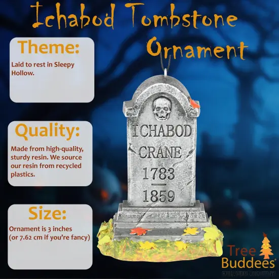 Tree Buddees Ichabod Crane Tombstone Halloween Ornament Sleepy Hollow Decoration {2}