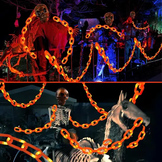 5FT Orange Battery Powered Plastic Chain Lights for Halloween Decorations {3}