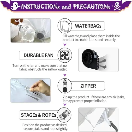 Giant Skeleton Stacked Pumpkin Man Holding Skull {5}