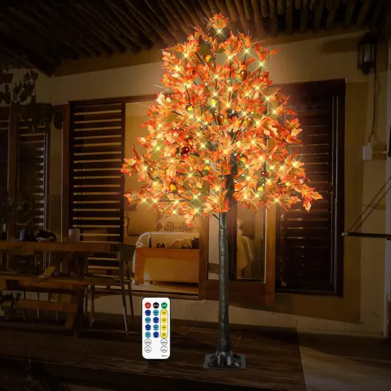 6FT 130 LED Fall Lighted Maple Tree - 8 Modes {5}