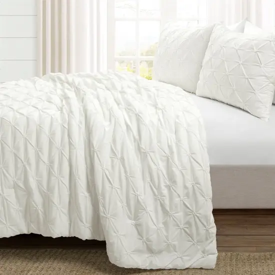 Cotton Comforter Set 3-Piece Soft Pleated Pintuck Design {7}