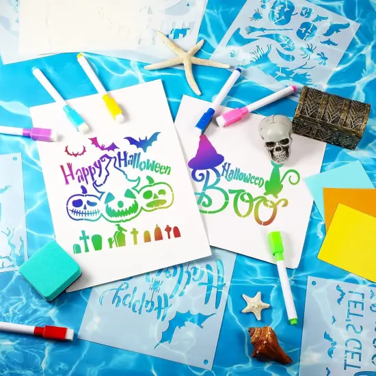 20 Pieces Halloween Painting Stencils - 6 x 6 Inch {3}