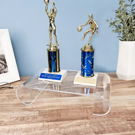 Plymor Clear Acrylic Scroll-Shaped Display Riser, 2.75" H x 12.625" W x 7.125" D (1/4" thick) {3}