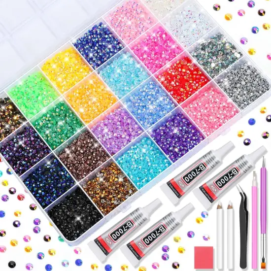 31200Pcs 3MM Flat Back Rhinestones Gems with B7000 Glue - Rainbow Crystals {1}