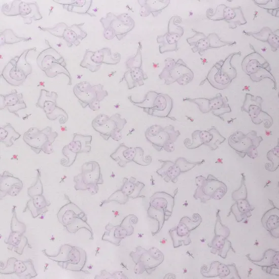 Mook Fabrics Elephant Flower Printed PUL Fabric [60 in. Wide] Lilac - By The Yard {1}