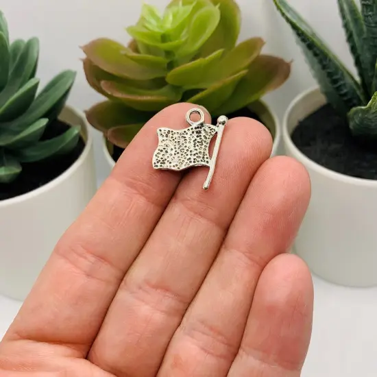Silver American Flag USA Charms, 15x18mm {3}